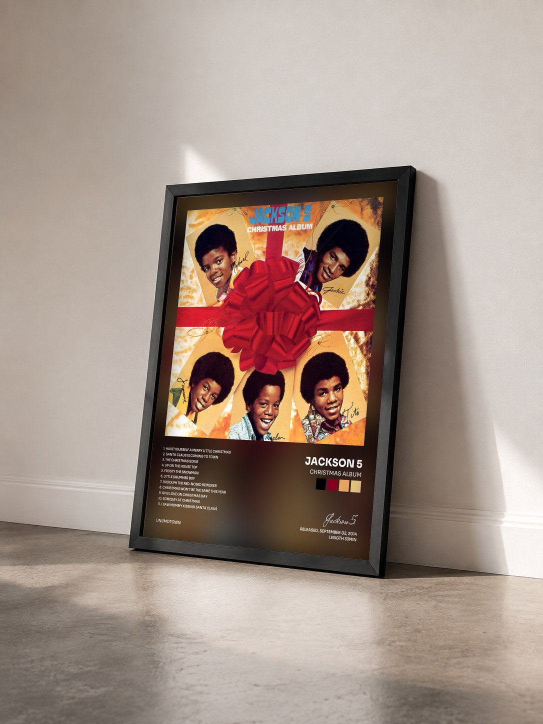 #noir Tableau de l'album Christmas Album de Jackson 5 vu de trois quarts, cadre noir