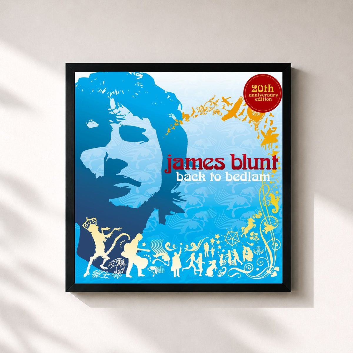 #noir Tableau carré de l'album Back To Bedlam (20th Anniversary Edition) de James Blunt, cadre noir 32x32 cm