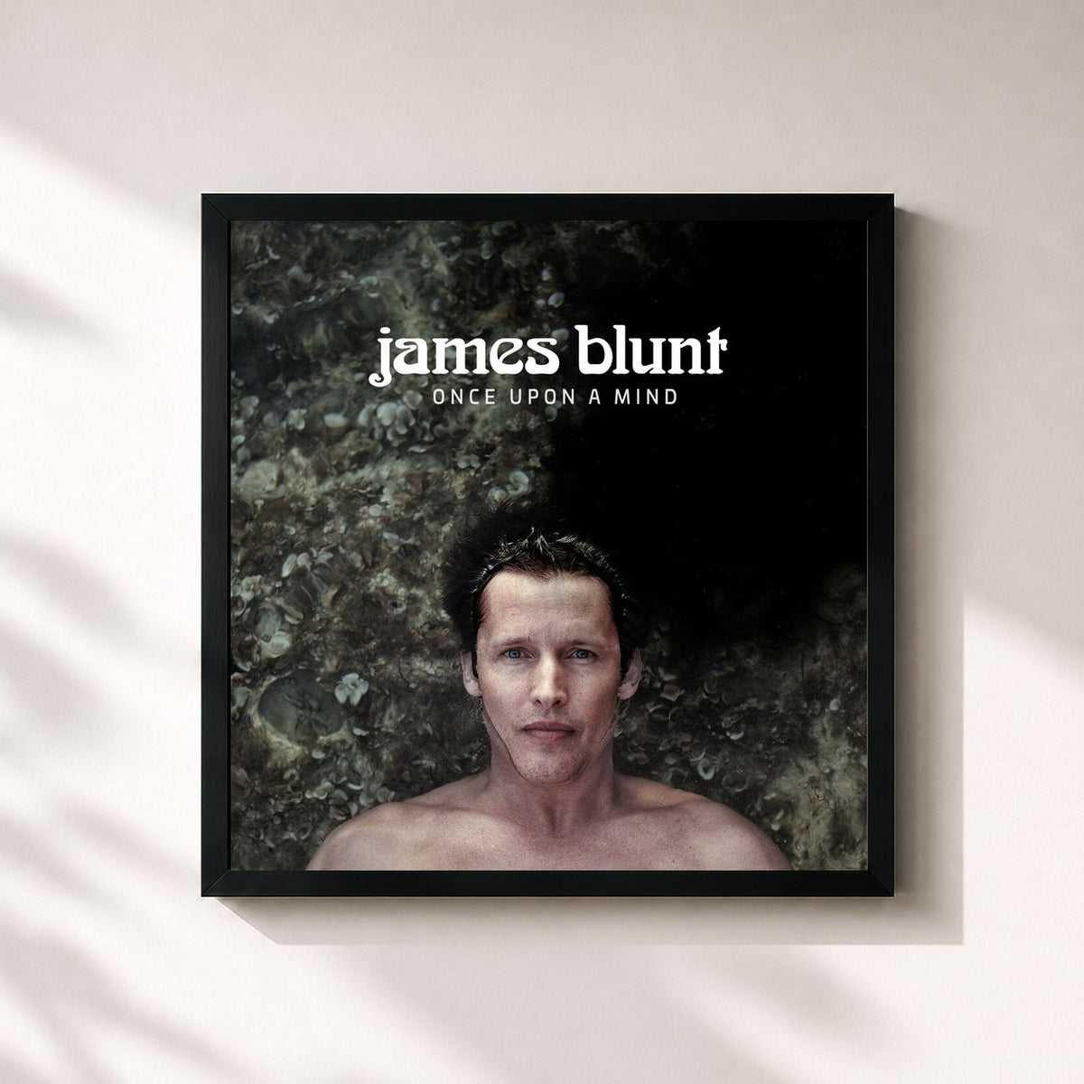 #noir Tableau carré de l'album Once Upon a Mind de James Blunt, cadre noir 32x32 cm