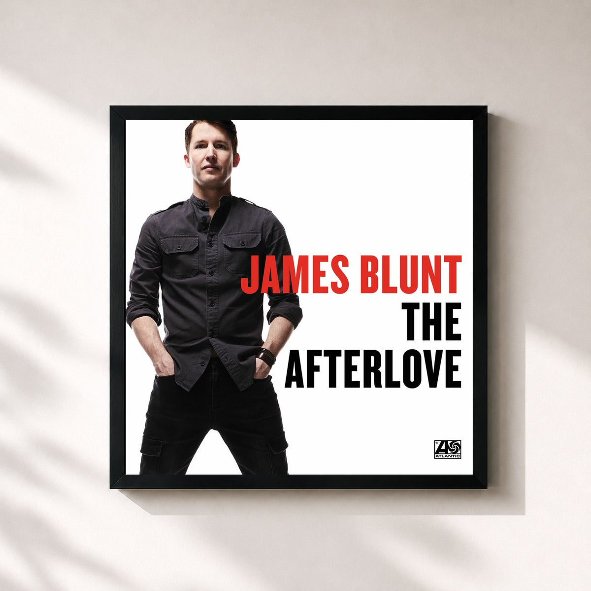 #noir Tableau carré de l'album The Afterlove de James Blunt, cadre noir 32x32 cm