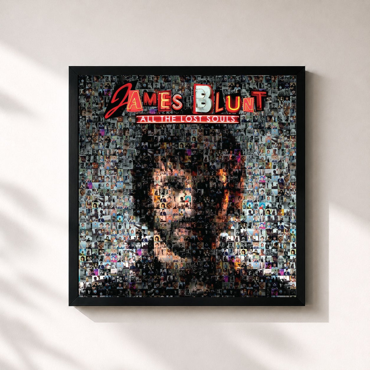 #noir Tableau carré de l'album All the Lost Souls de James Blunt, cadre noir 32x32 cm