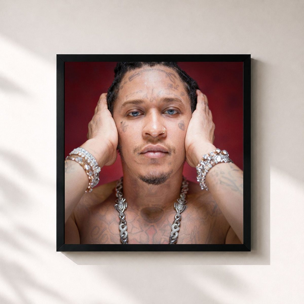 #noir Tableau carré de l'album UY SCUTI de Young Thug, cadre noir 32x32 cm