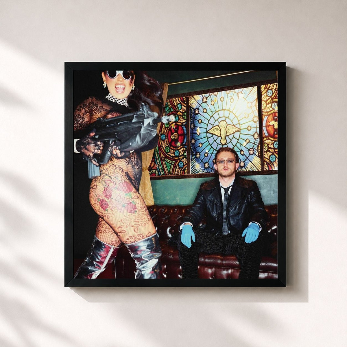 #noir Tableau carré de l'album PANDEMONIUM de Vald, cadre noir 32x32 cm