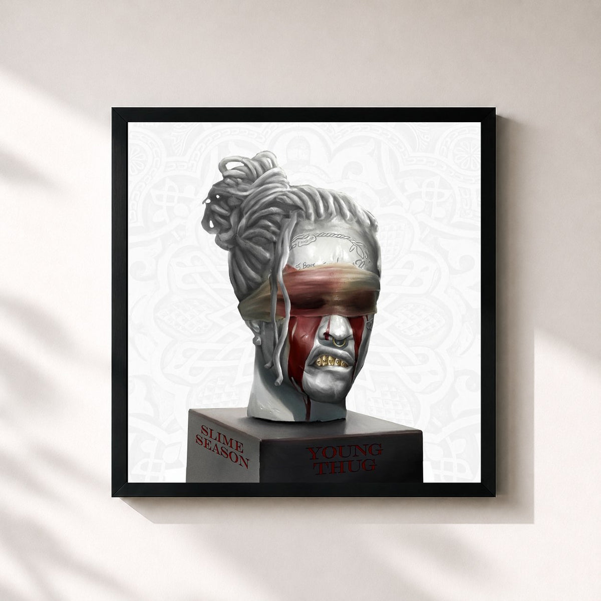 #noir Tableau carré de l'album Slime Season de Young Thug, cadre noir 32x32 cm