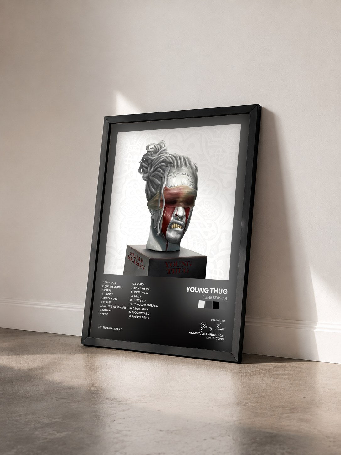 #noir Tableau de l'album Slime Season de Young Thug vu de trois quarts, cadre noir