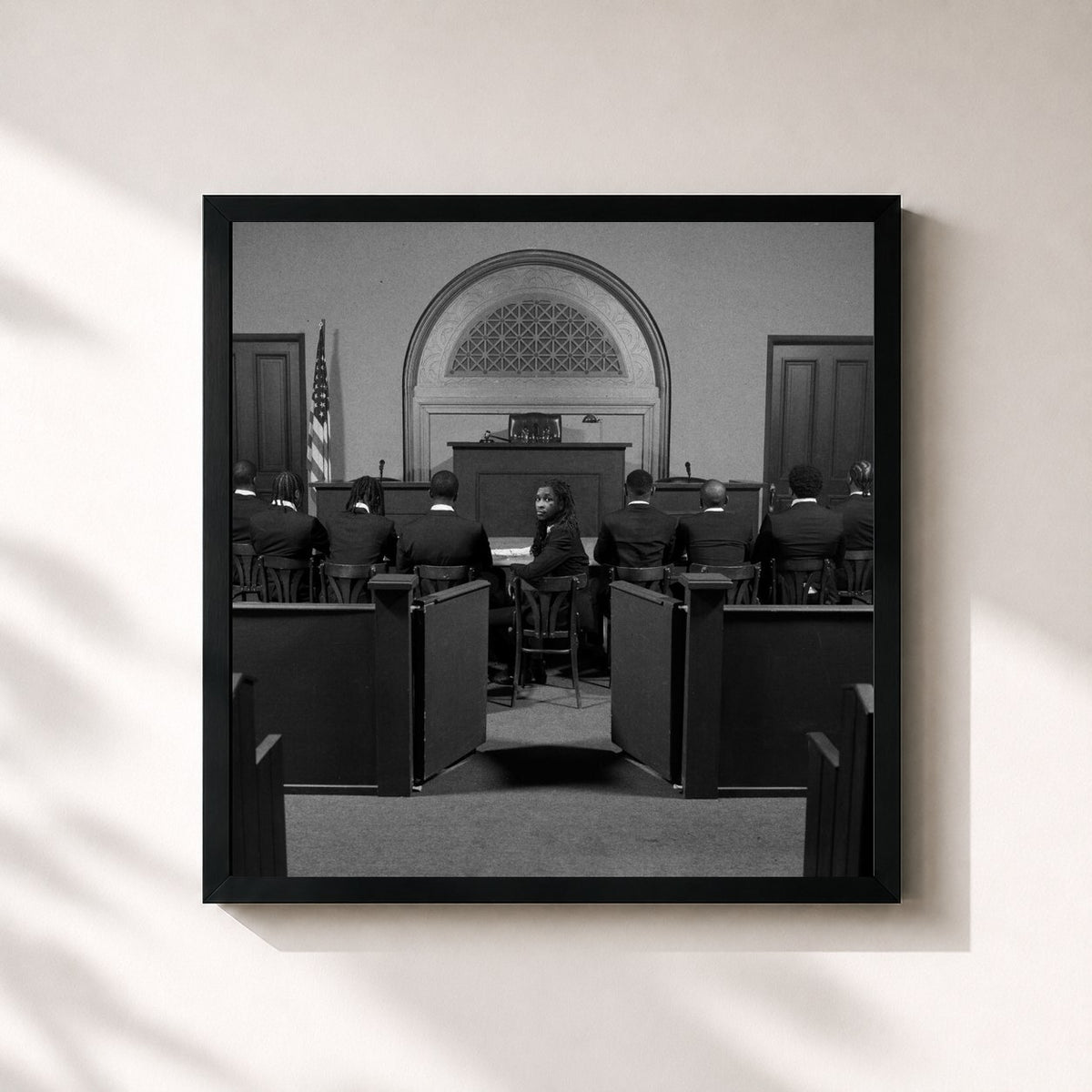 #noir Tableau carré de l'album BUSINESS IS BUSINESS de Young Thug, cadre noir 32x32 cm