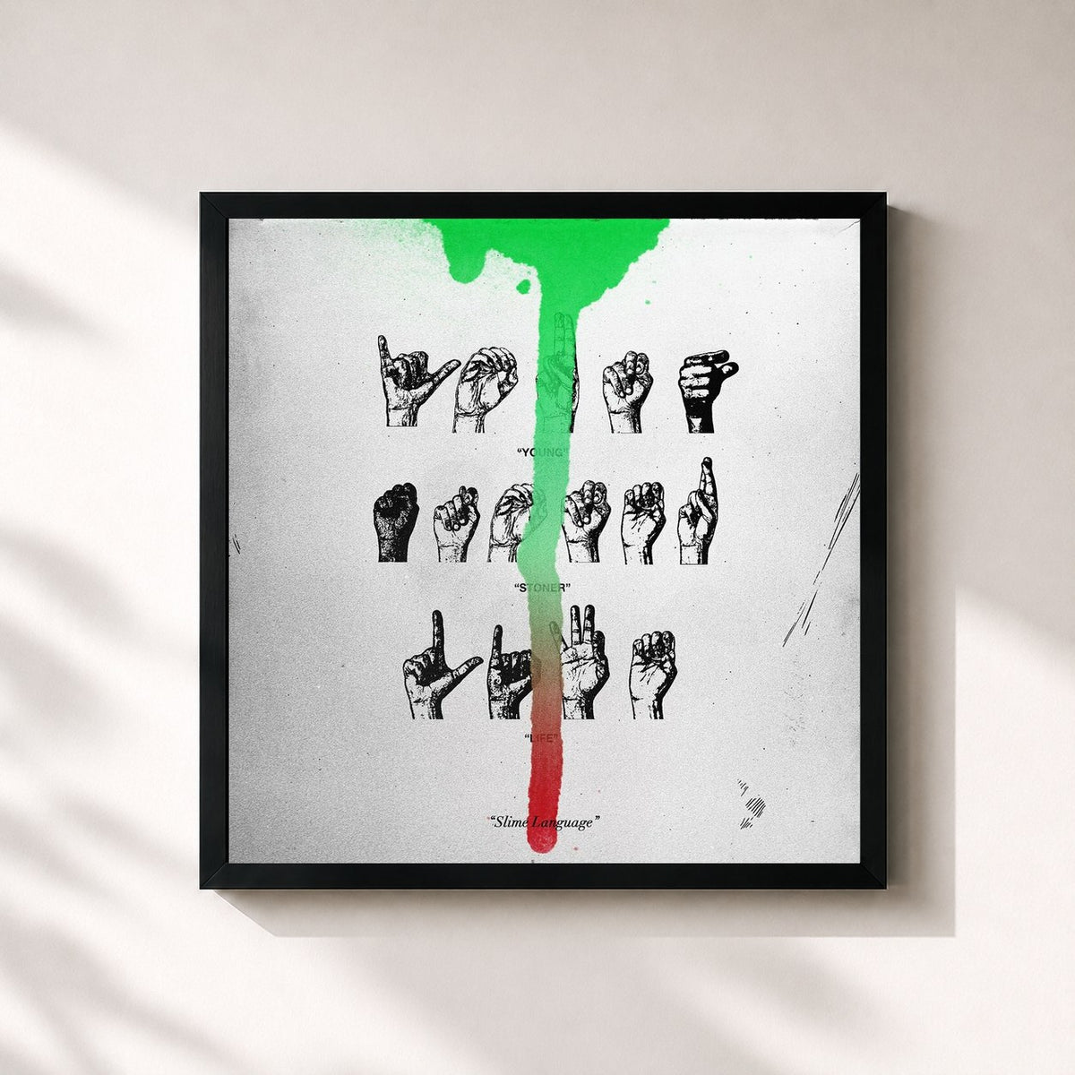#noir Tableau carré de l'album Slime Language de Young Thug, cadre noir 32x32 cm