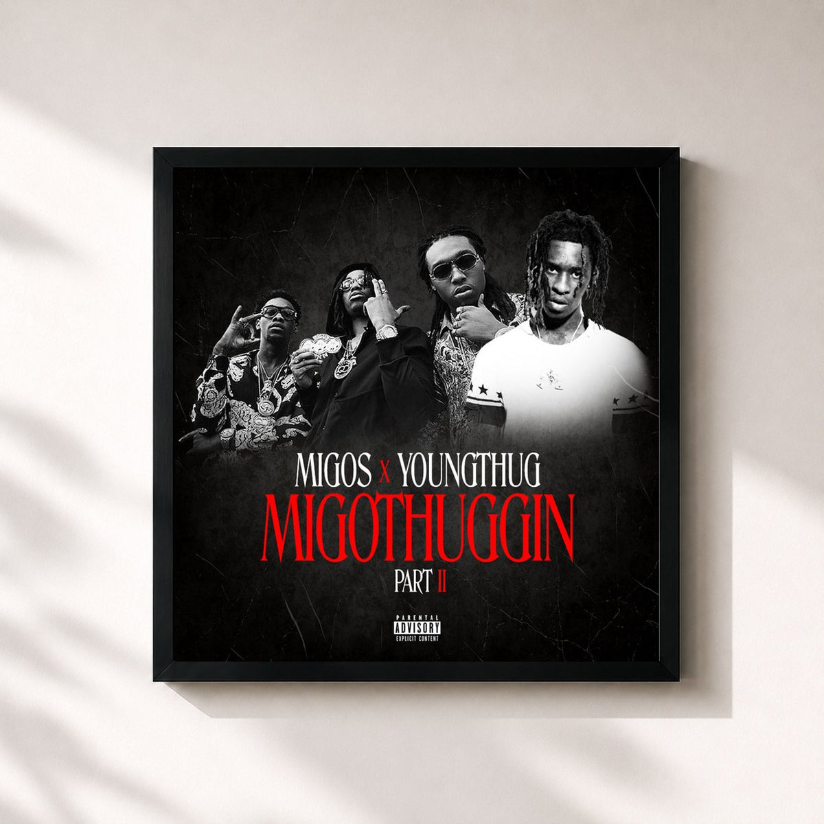 #noir Tableau carré de l'album MigoThuggin - Part II de Young Thug, cadre noir 32x32 cm