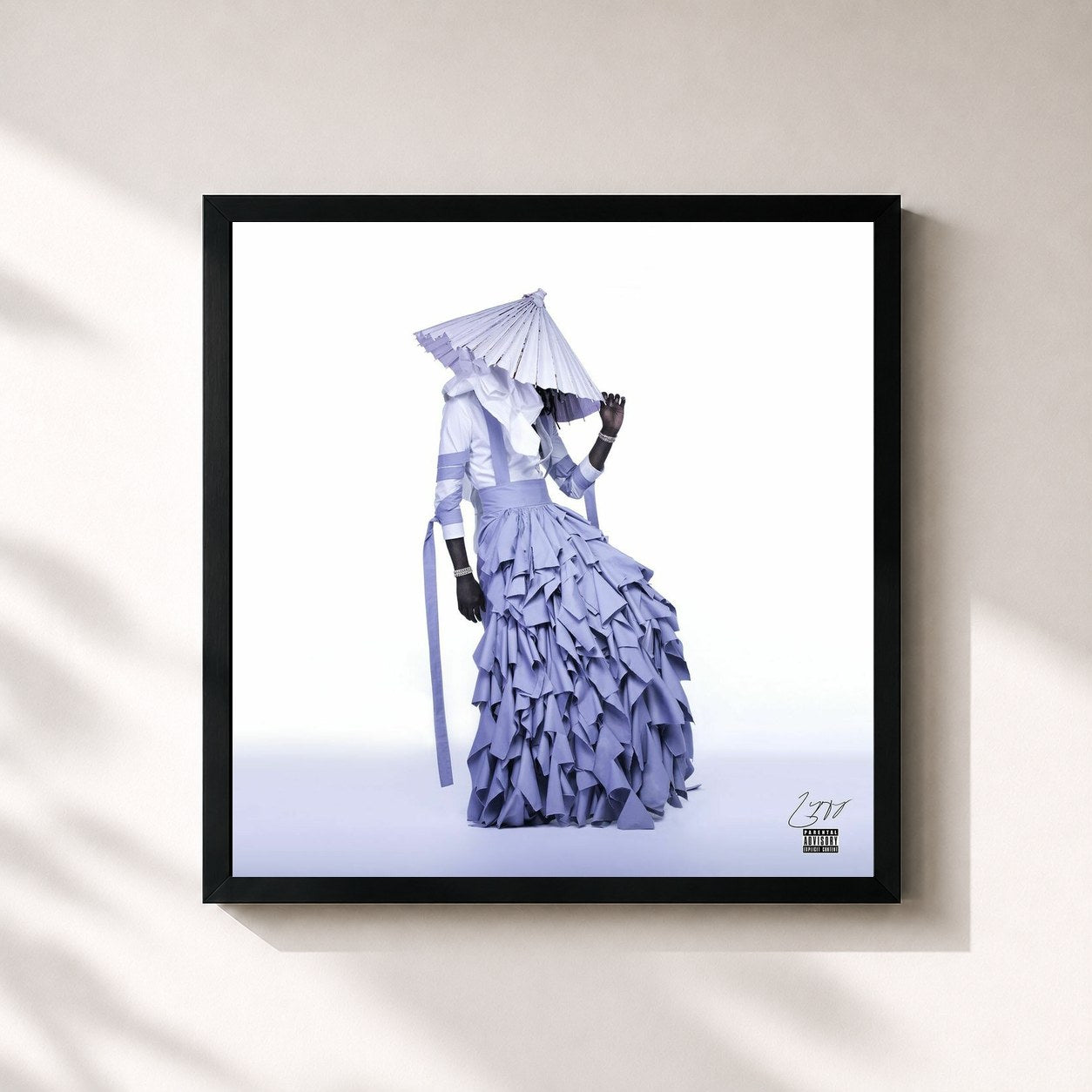 #noir Tableau carré de l'album JEFFERY de Young Thug, cadre noir 32x32 cm