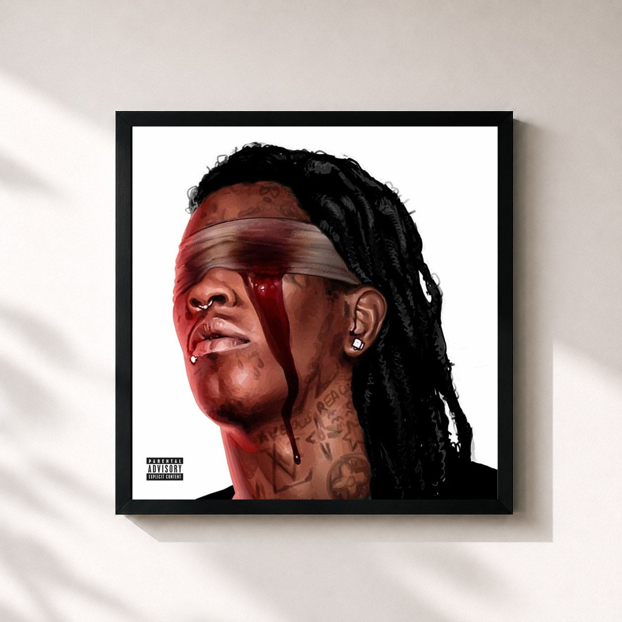 #noir Tableau carré de l'album Slime Season 3 de Young Thug, cadre noir 32x32 cm