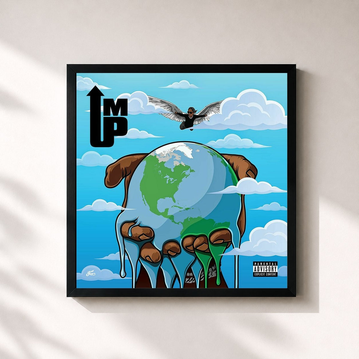 #noir Tableau carré de l'album I'm Up de Young Thug, cadre noir 32x32 cm
