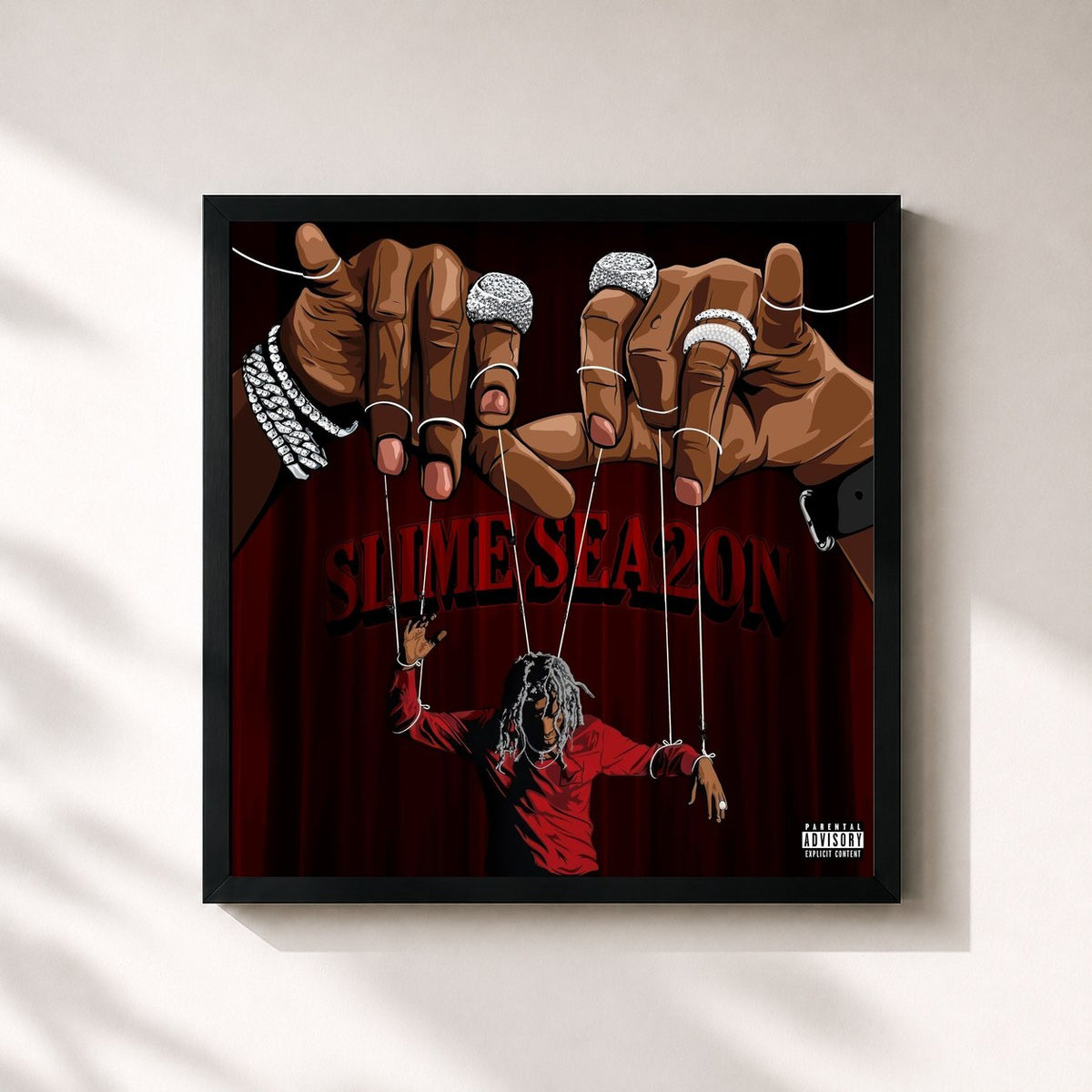 #noir Tableau carré de l'album Slime Season 2 de Young Thug, cadre noir 32x32 cm