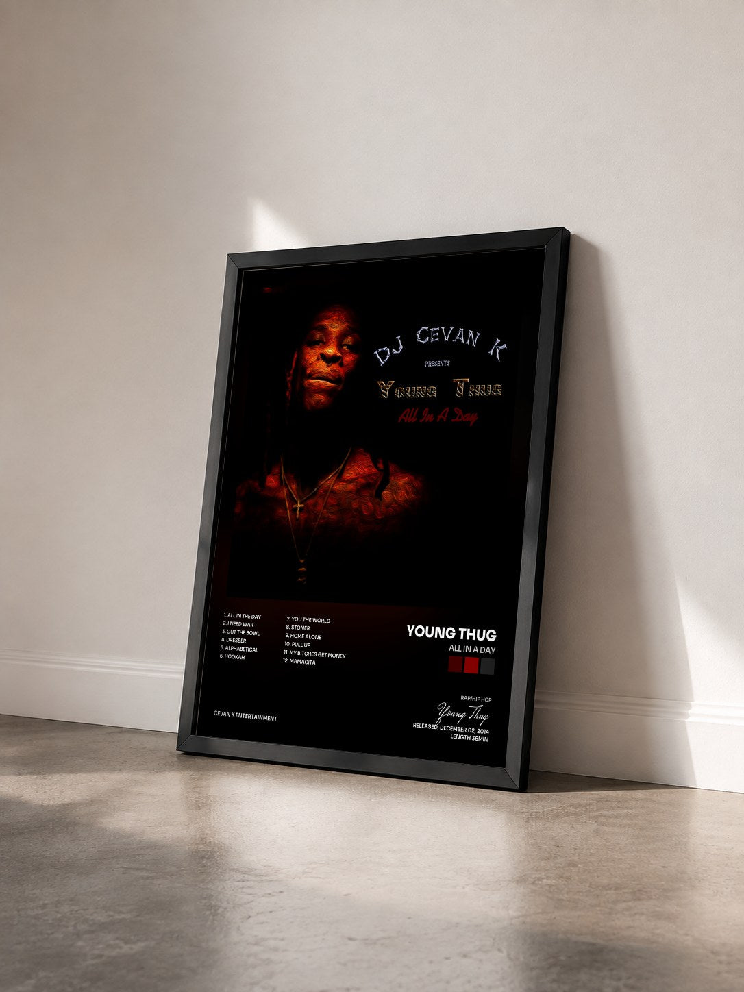 #noir Tableau de l'album All in a Day de Young Thug vu de trois quarts, cadre noir