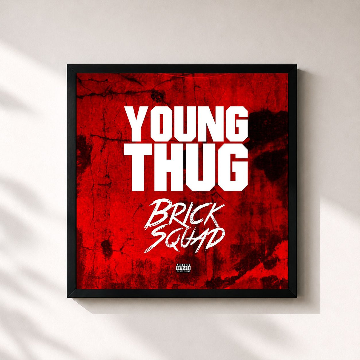 #noir Tableau carré de l'album Brick Sqaud de Young Thug, cadre noir 32x32 cm
