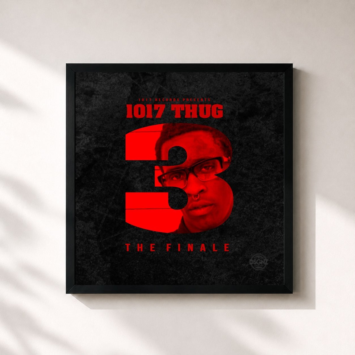 #noir Tableau carré de l'album 1017 Thug 3 The Finale de Young Thug, cadre noir 32x32 cm