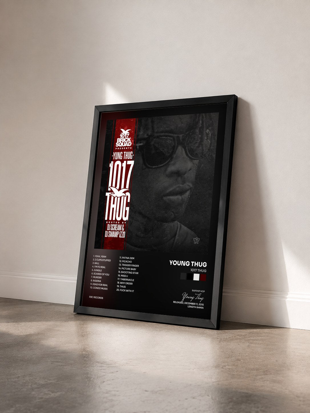 #noir Tableau de l'album 1017 Thug de Young Thug vu de trois quarts, cadre noir