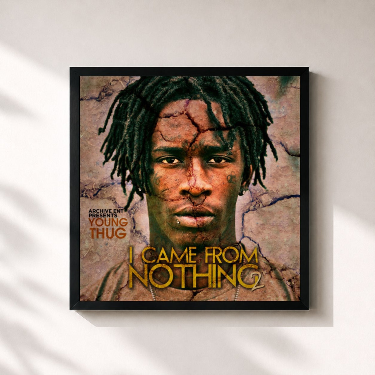 #noir Tableau carré de l'album I Came from Nothing 2 de Young Thug, cadre noir 32x32 cm