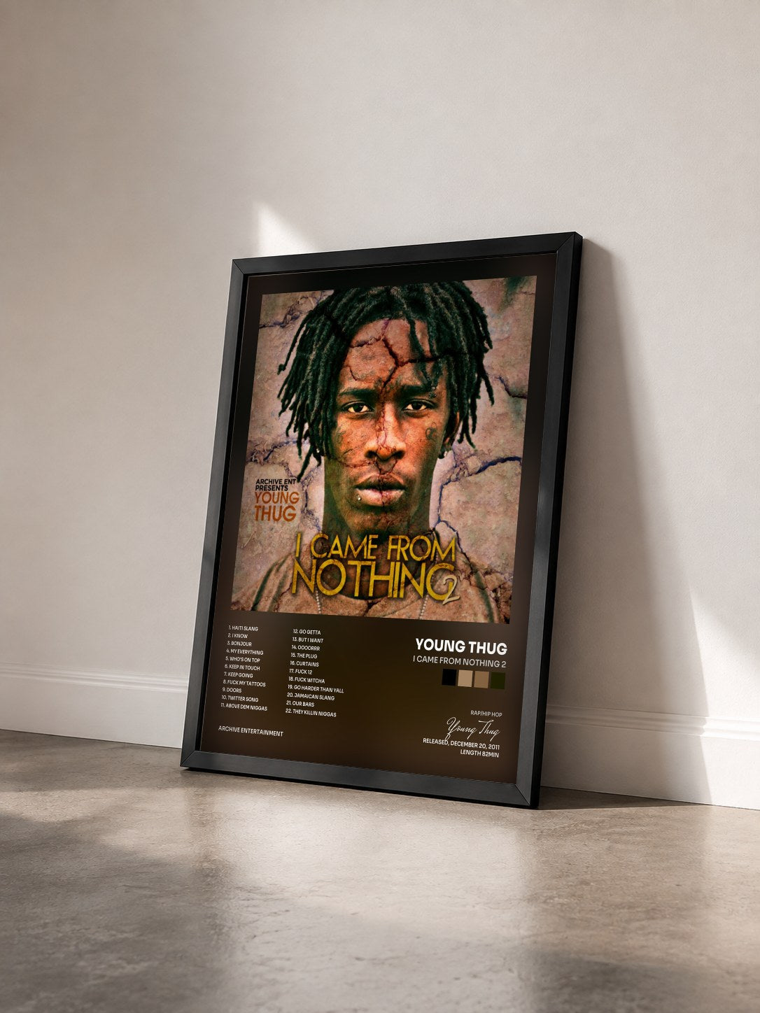 #noir Tableau de l'album I Came from Nothing 2 de Young Thug vu de trois quarts, cadre noir