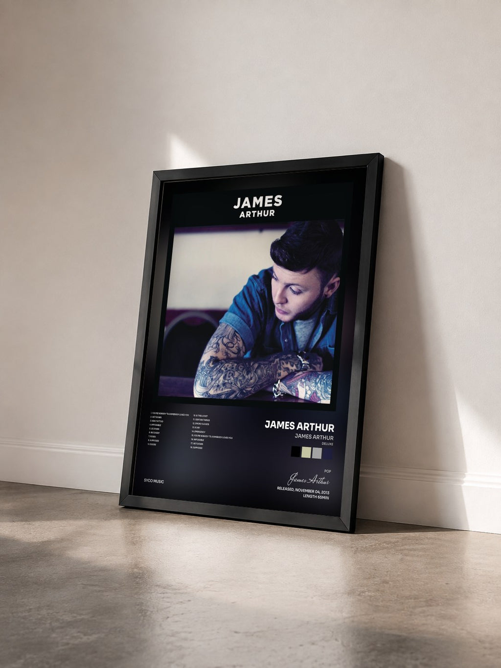#noir Tableau de l'album James Arthur (Deluxe) de James Arthur vu de trois quarts, cadre noir