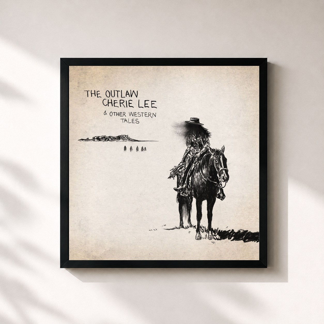 #noir Tableau carré de l'album The Outlaw Cherie Lee & Other Western Tales de Shaboozey, cadre noir 32x32 cm