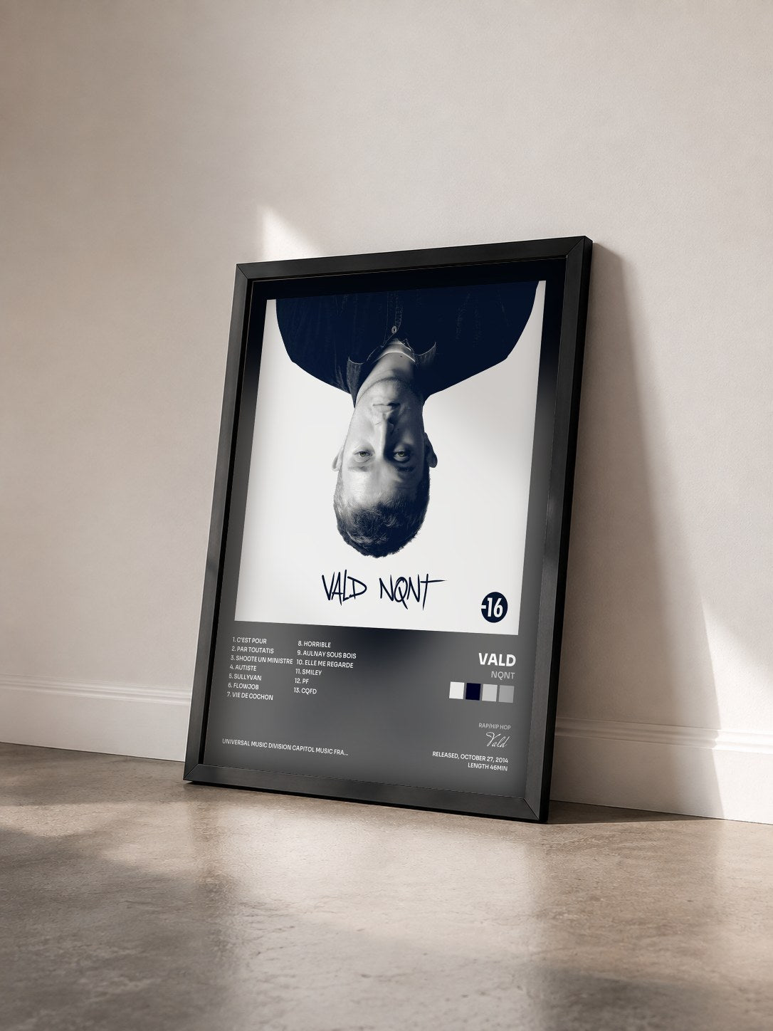 #noir NQNT by Vald as a framed art print seen at an angle, black frame