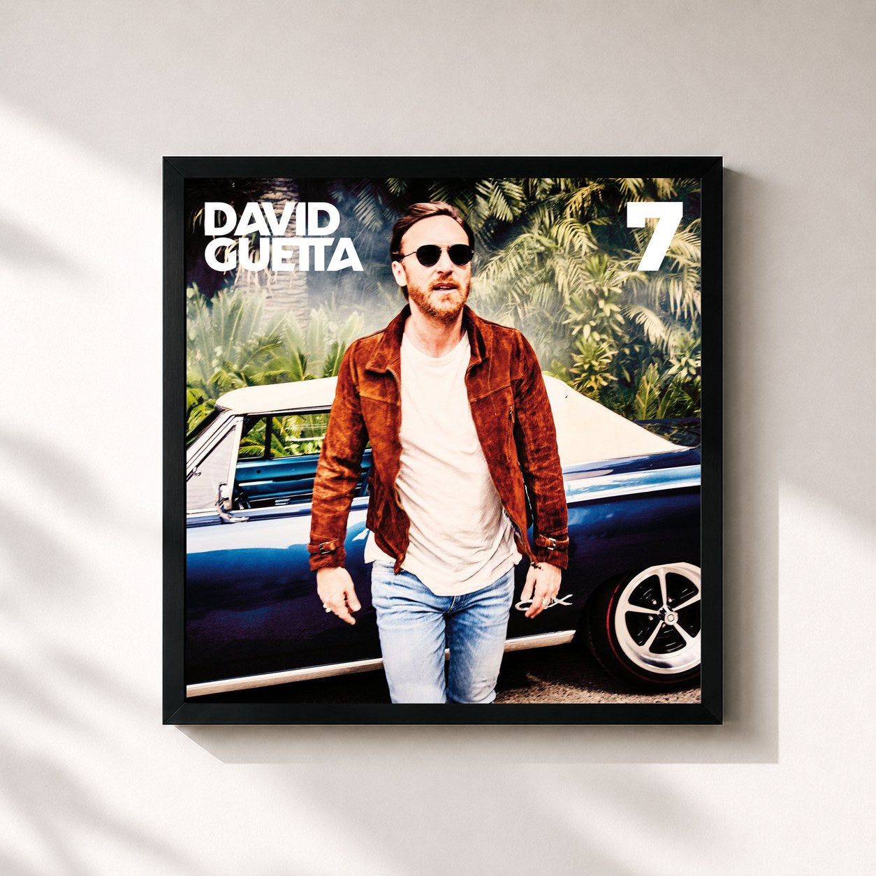 #noir Tableau carré de l'album 7 de David Guetta, cadre noir 32x32 cm