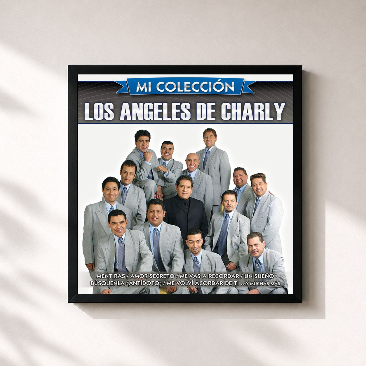#noir Tableau carré de l'album Mi Colección de Los Angeles de Charly, cadre noir 32x32 cm