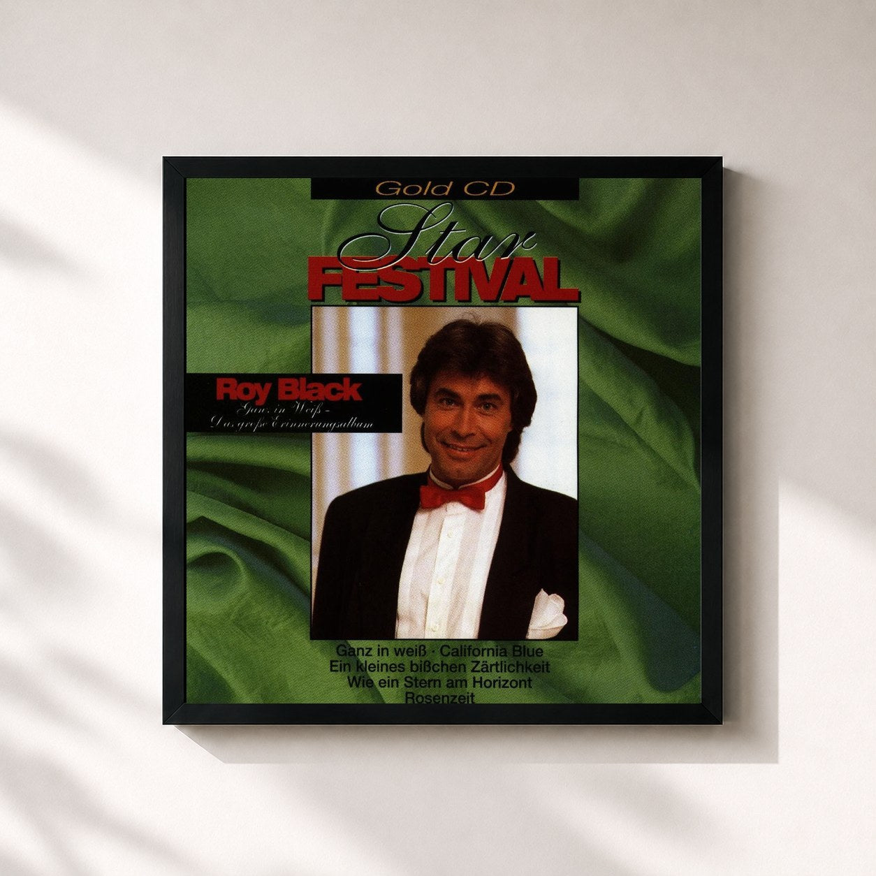 #noir Tableau carré de l'album Star Festival Ganz in weiß - das große Erinnerungsalbum de Roy Black, cadre noir 32x32 cm