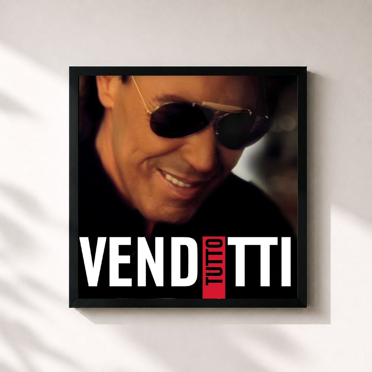 #noir Tableau carré de l'album TuttoVenditti de Antonello Venditti, cadre noir 32x32 cm