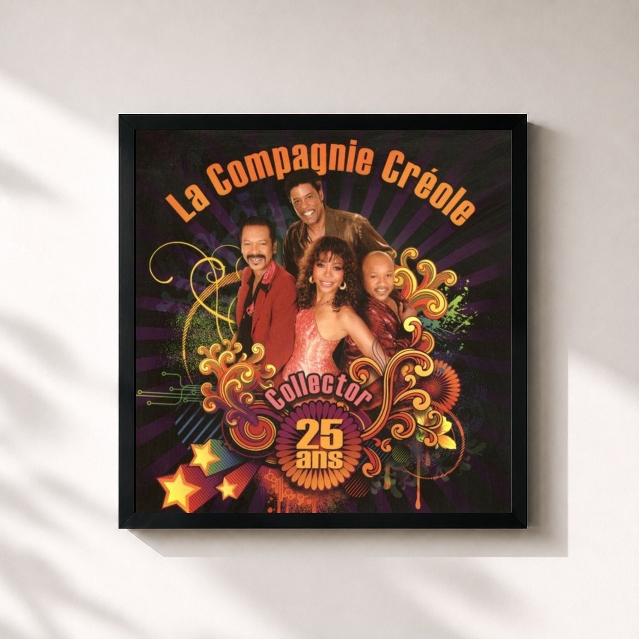 #noir Tableau carré de l'album La Compagnie Créole (Collector 25 Ans) de La Compagnie Créole, cadre noir 32x32 cm
