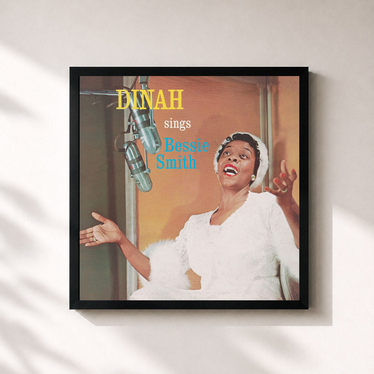 #noir Tableau carré de l'album Dinah Washington Sings Bessie Smith de Dinah Washington, cadre noir 32x32 cm