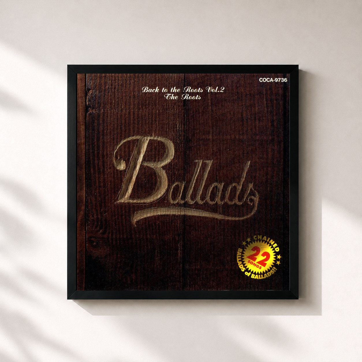 #noir Tableau carré de l'album Back to the Roots Vol. 2 "Kanrui No Ballade Hen" de The Roots, cadre noir 32x32 cm
