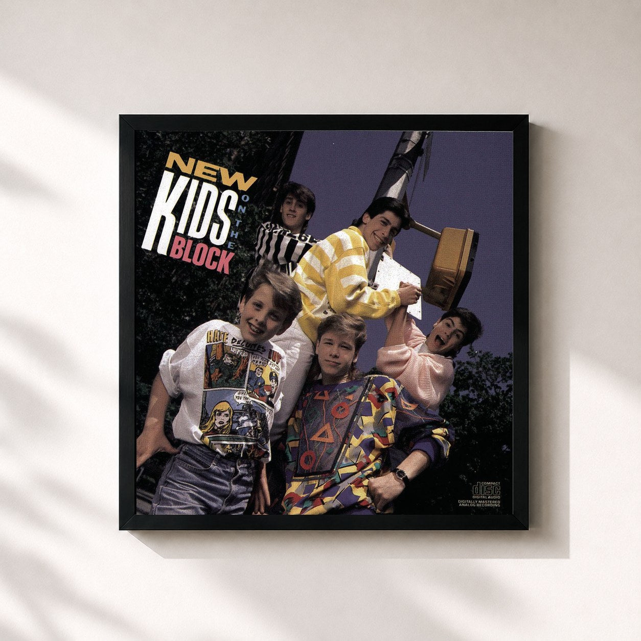 #noir Tableau carré de l'album New Kids On The Block de New Kids on the Block, cadre noir 32x32 cm