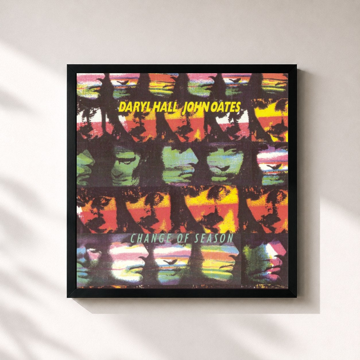 #noir Tableau carré de l'album Change Of Season de Daryl Hall & John Oates, cadre noir 32x32 cm