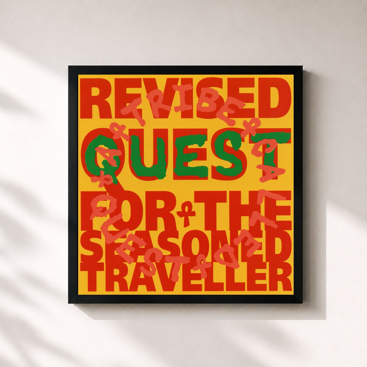 #noir Tableau carré de l'album Revised Quest for the Seasoned Traveller de A Tribe Called Quest, cadre noir 32x32 cm
