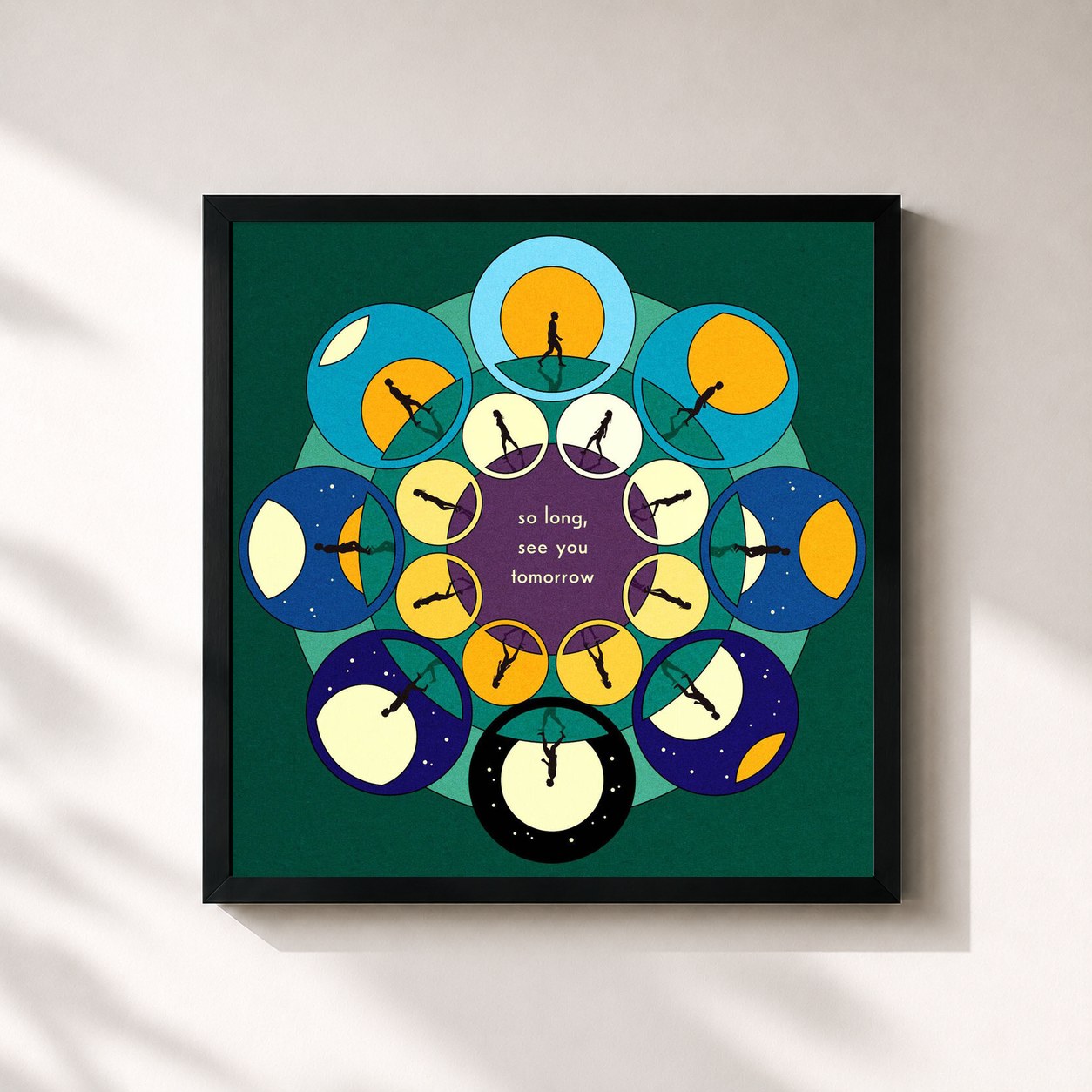 #noir Tableau carré de l'album So Long, See You Tomorrow de Bombay Bicycle Club, cadre noir 32x32 cm