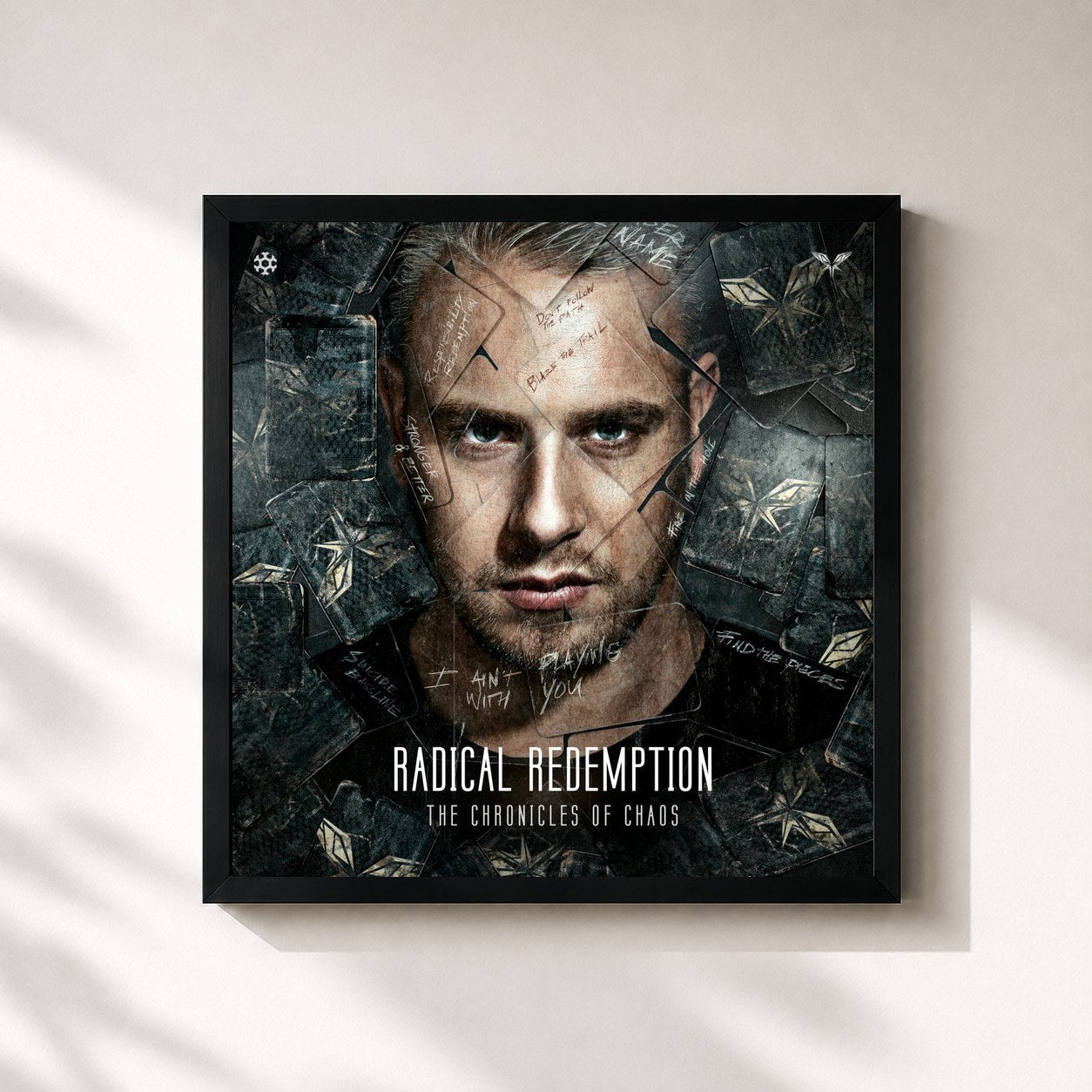 #noir Tableau carré de l'album The Chronicles Of Chaos de Radical Redemption, cadre noir 32x32 cm