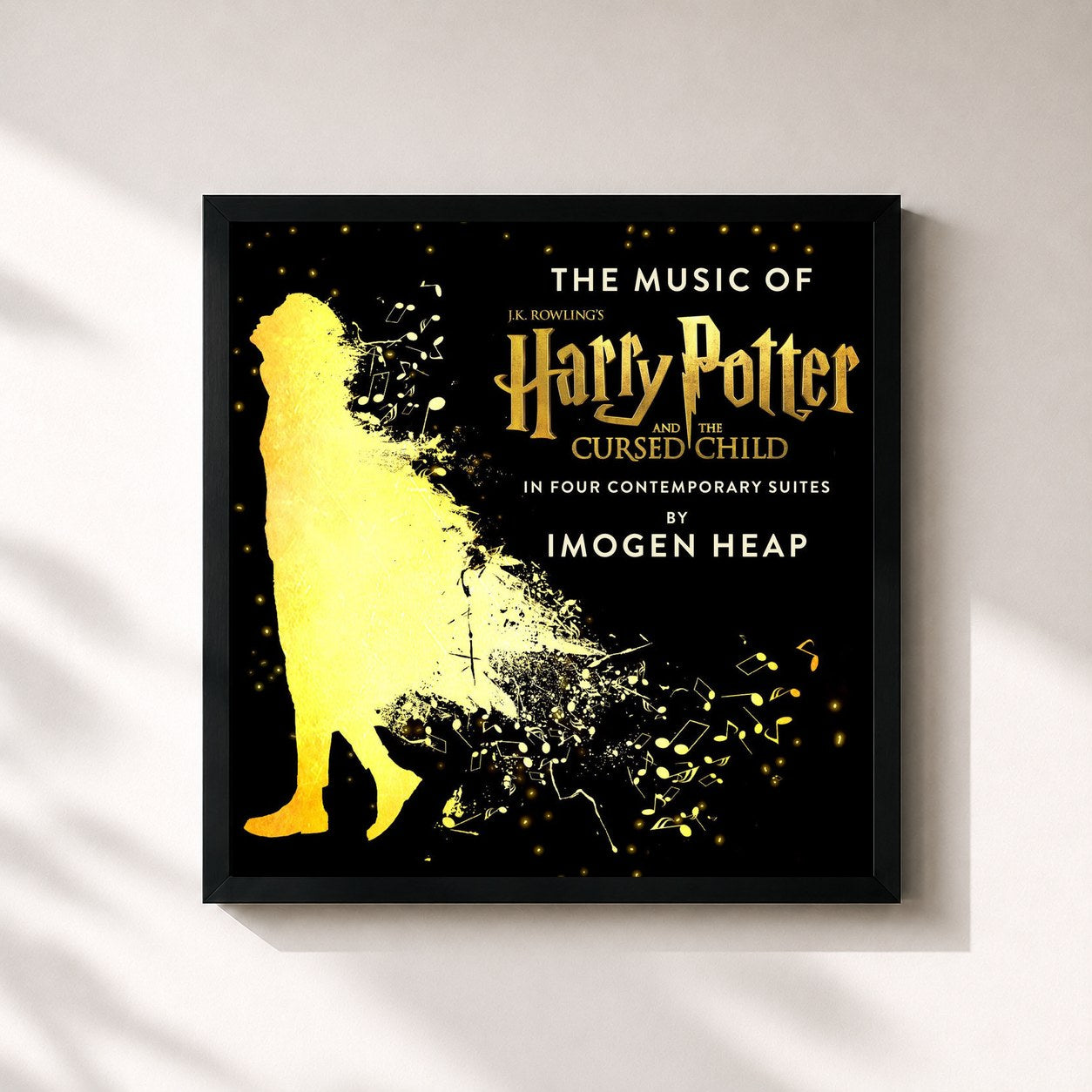 #noir Tableau carré de l'album The Music of Harry Potter and the Cursed Child - In Four Contemporary Suites de Imogen Heap, cadre noir 32x32 cm