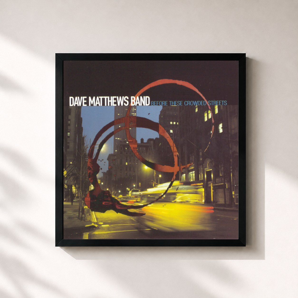 #noir Tableau carré de l'album Before These Crowded Streets de Dave Matthews Band, cadre noir 32x32 cm