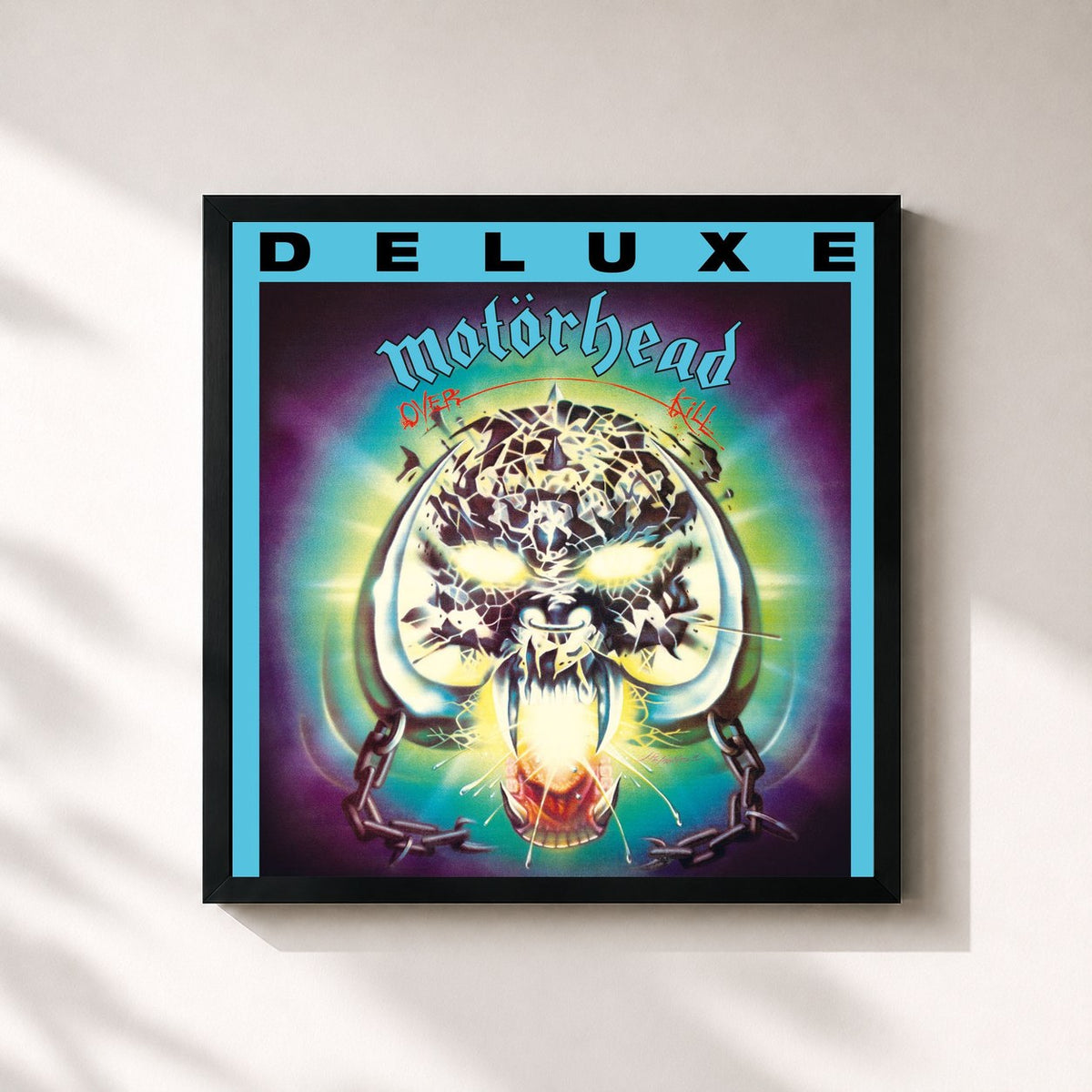 #noir Tableau carré de l'album Overkill (Deluxe Edition) de Motörhead, cadre noir 32x32 cm