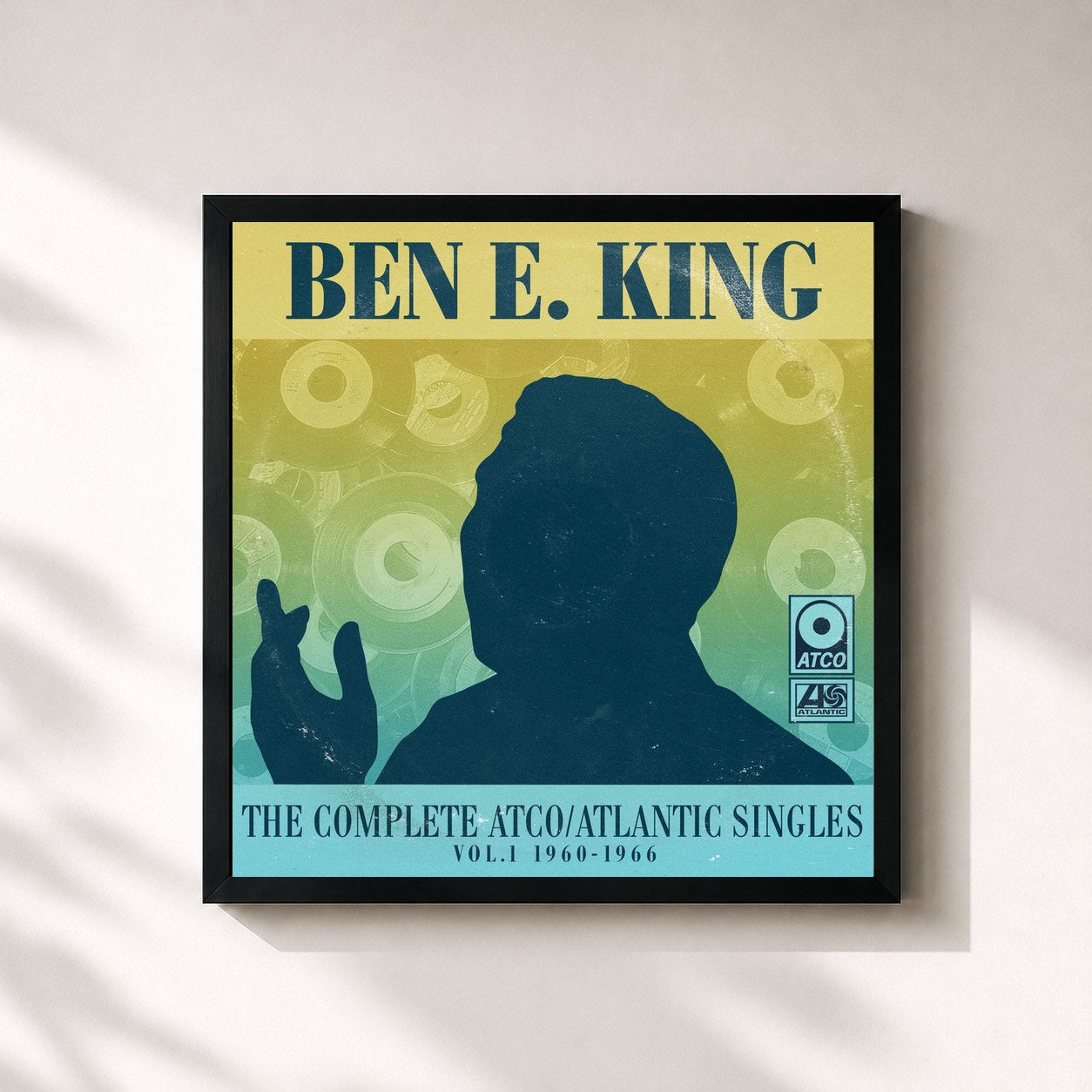 #noir Tableau carré de l'album The Complete Atco/Atlantic Singles, Vol. 1: 1960-1966 de Ben E. King, cadre noir 32x32 cm
