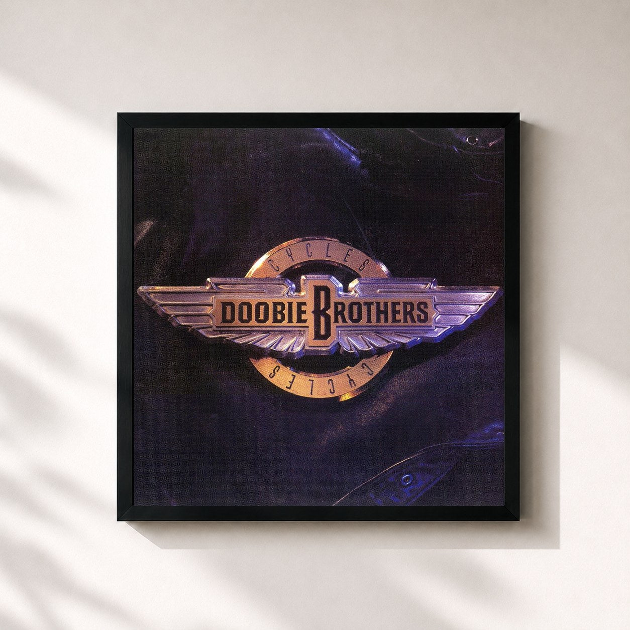 #noir Tableau carré de l'album Cycles de The Doobie Brothers, cadre noir 32x32 cm