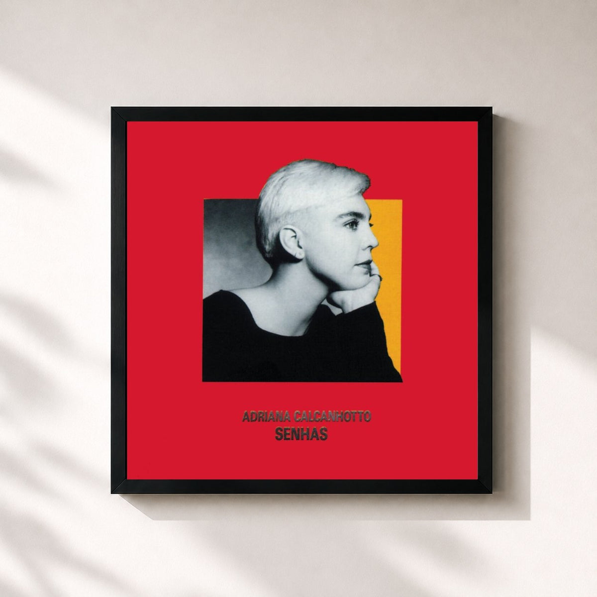 #noir Tableau carré de l'album Senhas de Adriana Calcanhotto, cadre noir 32x32 cm