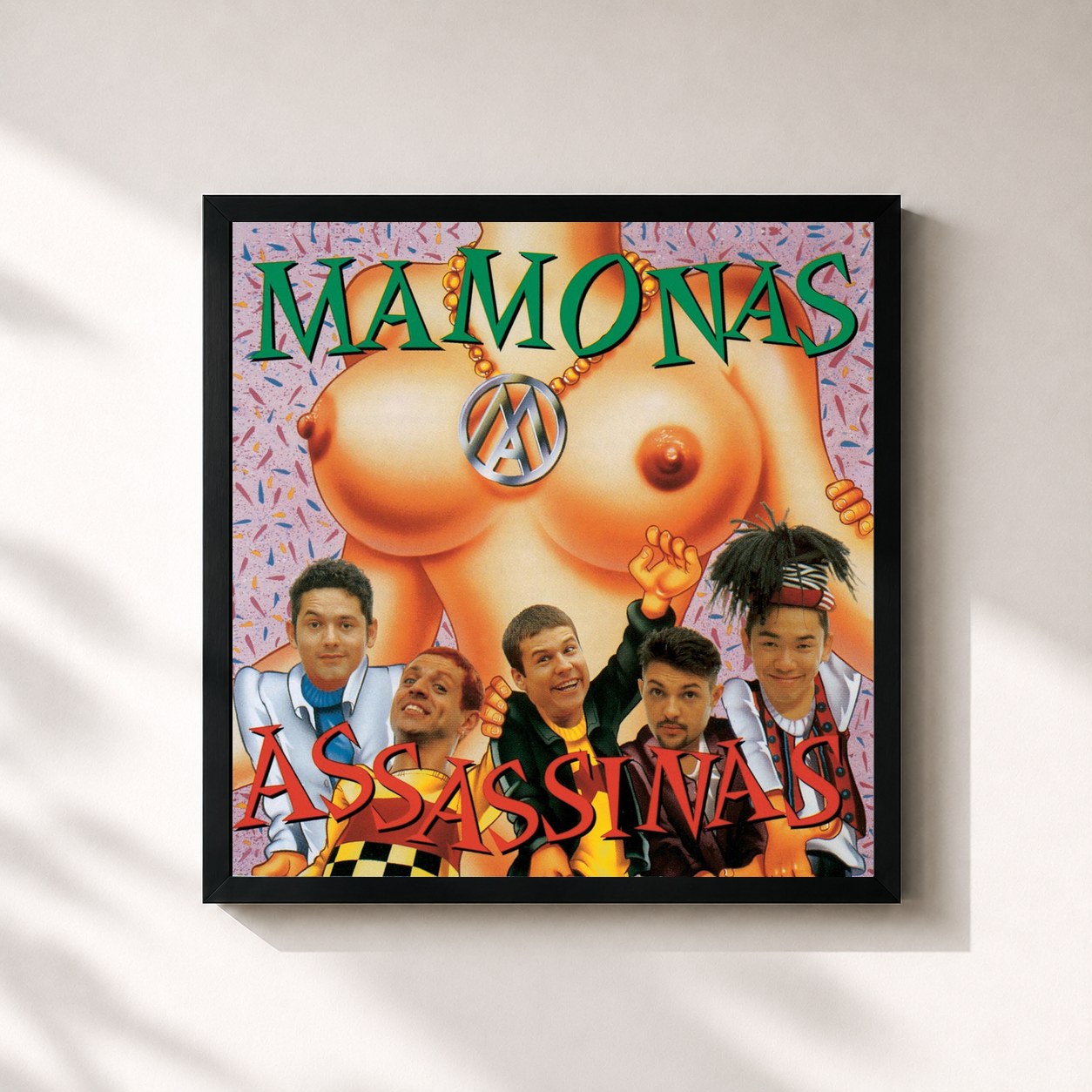#noir Tableau carré de l'album Mamonas Assassinas de Mamonas Assassinas, cadre noir 32x32 cm