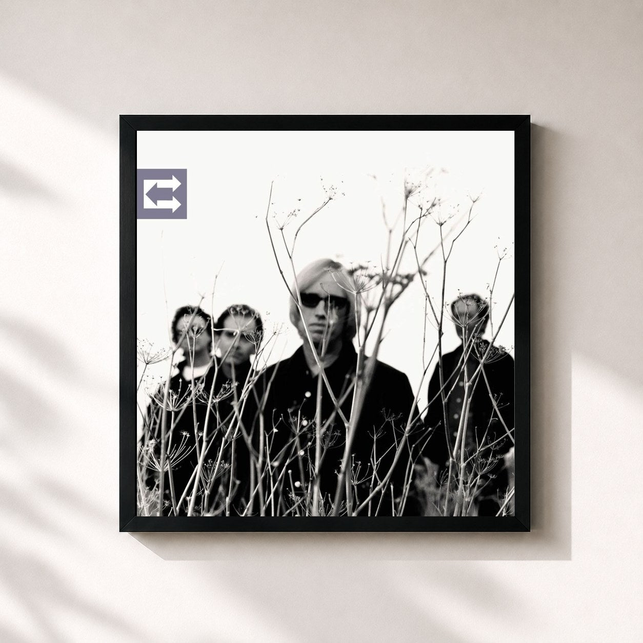 #noir Tableau carré de l'album Echo de Tom Petty and the Heartbreakers, cadre noir 32x32 cm