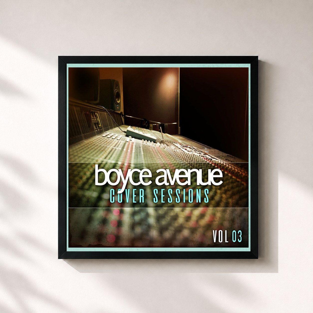 #noir Tableau carré de l'album Cover Sessions, Vol. 3 de Boyce Avenue, cadre noir 32x32 cm