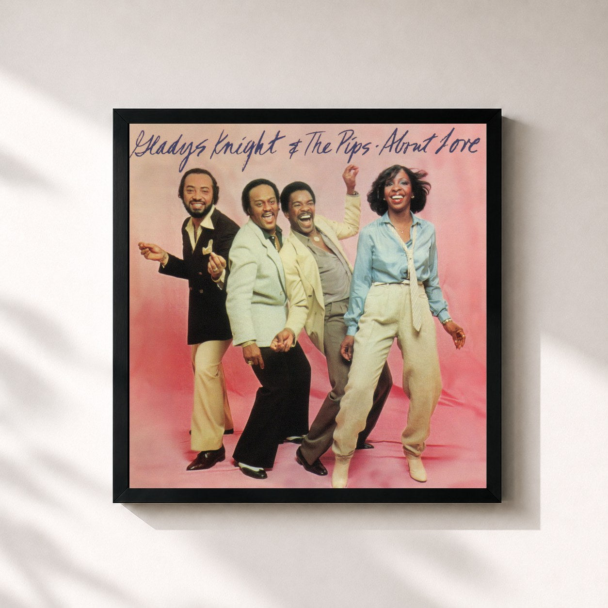 #noir Tableau carré de l'album About Love (Expanded Edition) de Gladys Knight & The Pips, cadre noir 32x32 cm