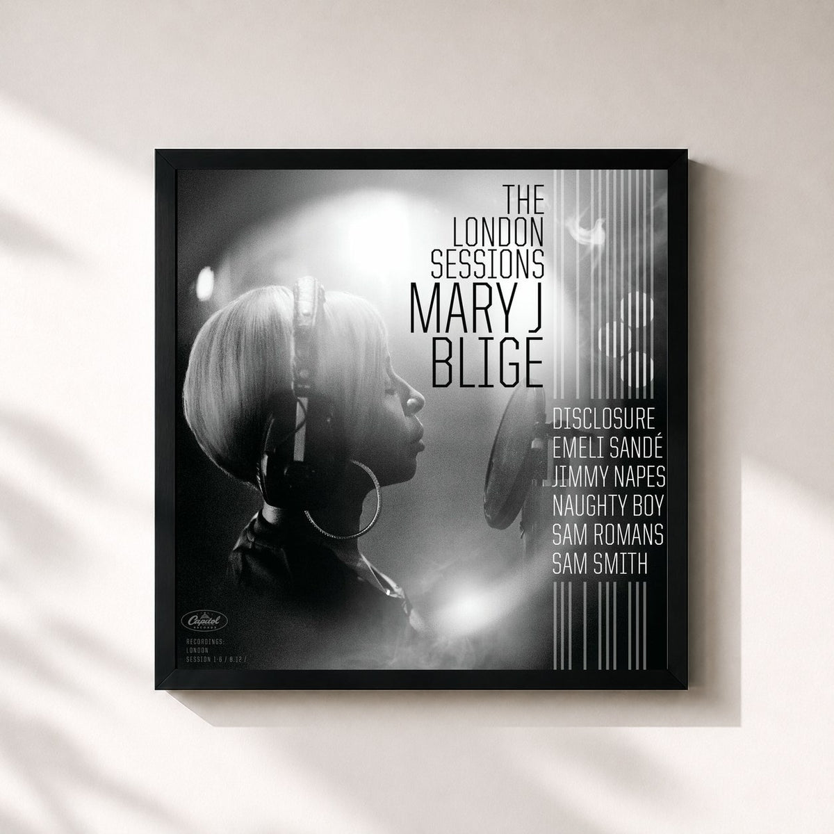 #noir The London Sessions von Mary J. Blige als quadratischer Kunstdruck, schwarzer Rahmen 32x32 cm
