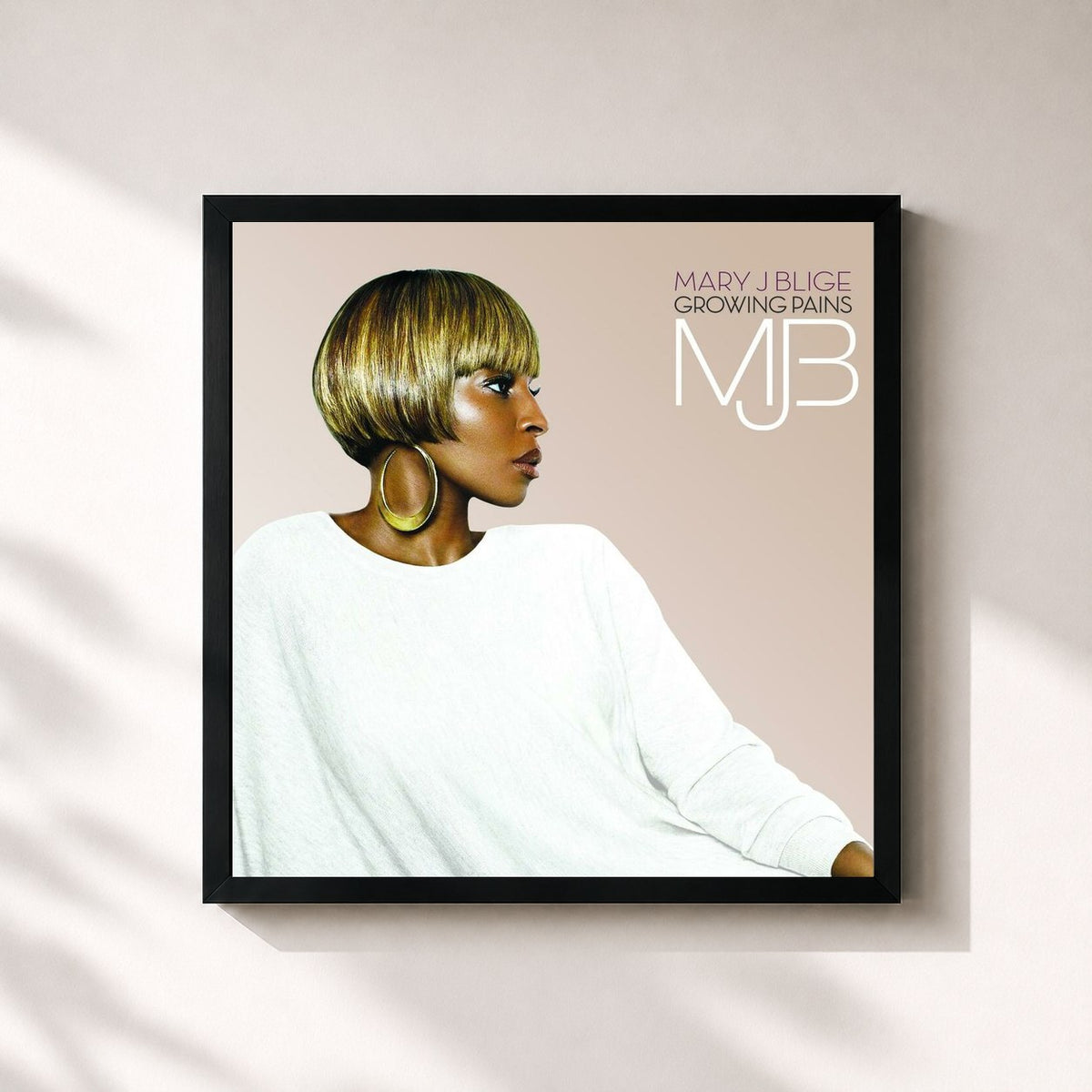 #noir Growing Pains von Mary J. Blige als quadratischer Kunstdruck, schwarzer Rahmen 32x32 cm