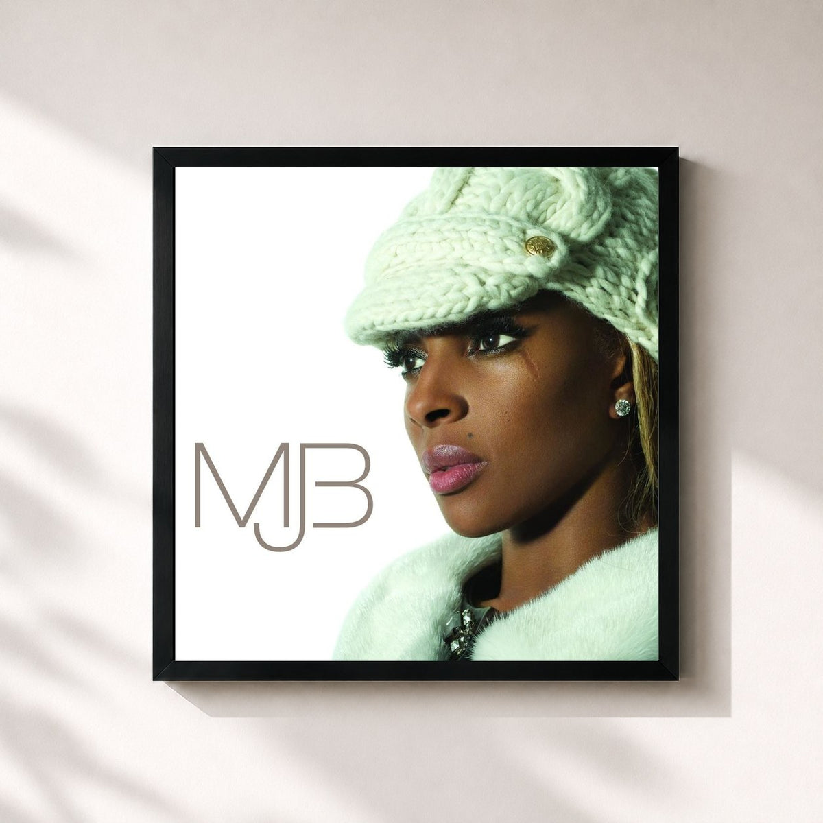 #noir Tableau carré de l'album Reflections - A Retrospective de Mary J. Blige, cadre noir 32x32 cm